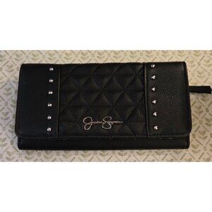 Jessica Simpson Black Faux Leather Bifold Wallet